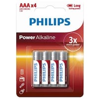 Philips Power AAA LR03 Alkaline Battery Set, Set of 4