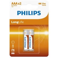 Philips LongLife AAA R03 Zinc Chloride Batteries Set, Set of 2