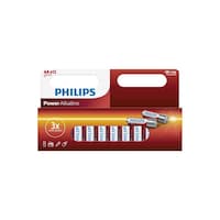 Philips Power LR6 Alkaline Batteries, White/Red/Silver, 12-Piece