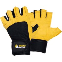 Body Builder Wrist Support Gloves, Black & Yellow