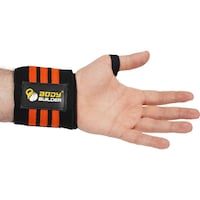 Body Builder Wrist Support, Black & Orange