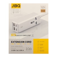 Picture of JBQ Desktop Power Strip Extension Cord with 4 USB Port, 65W, White