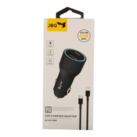 Picture of JBQ Pvc Dual Port Car Adapter with Type-C To Lightning Cable, 45W, Black