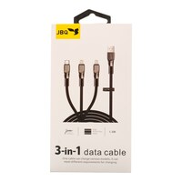 Picture of JBQ Zinc Braided 3In1 Data Cable, 1.5M, Black