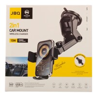 Picture of JBQ 2In1 Magnetic Wireless Car Mount Charger Holder with Type-C Cable, 15W, Black