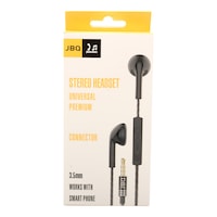 JBQ Stereo Earphone Wired Headset with Extra Ear Cap, 3.5mm, Black