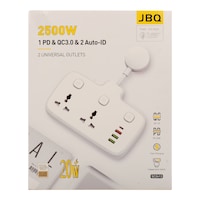 JBQ 2 Way Universal Power Extension Socket with 3 USB Port, 20W, White