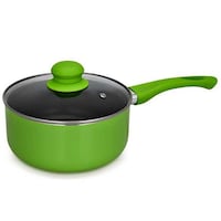 Picture of Pulcon Aluminium Non-Stick Sauce Pan with Lid, Green, 16cm - Carton of 12