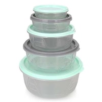 Picture of Pulcon 5-Piece Round Shape Food Container Set, Blue & Grey - Carton of 36 Sets