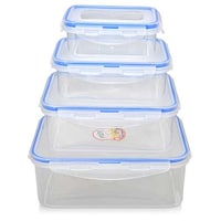 Picture of Pulcon 4-Piece Rectangle Food Container Set, Clear & Blue - Carton of 36 Sets