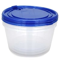 Picture of Pulcon 3-Piece Round Food Container Set, Clear & Blue - Carton of 60 Sets