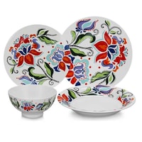 Picture of Pulcon 16-Piece New Bone Ceramic Dinner Set with Design - Carton of 2 Sets