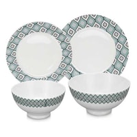 Picture of Pulcon 16-Piece New Bone Ceramic Dinner Set with Design - Carton of 2 Sets