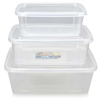Picture of Pulcon 3-Piece Rectangle Shape Food Container Set, Clear - Carton of 24 Sets
