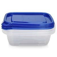 Picture of Pulcon 3-Piece Rectangle Food Container Set, Clear & Blue - Carton of 72 Sets