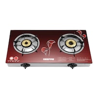 Picture of Geepas 2 Burner Glass Stove with Stainless Steel Frame & Tray