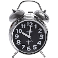 Geepas Twin Bell Alarm Clock, Chrome Silver