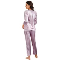 La Mira Long Sleeve Silk Pajama Set, Set of 2 Pcs
