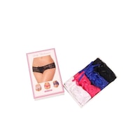 La Mira Open Crotch Strappy Lace Panty, Pack of 4 Pcs