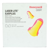 North by Honeywell LUC Laser Lite Single-Use Earplugs, 3301105, Pink & Yellow - Box of 200 Pairs