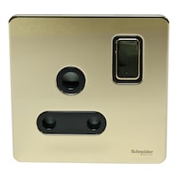 Picture of Schneider Ultimate Screwless 1 Gang Flat Plate Switched Socket, GU3490BPB, Gold