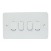 Picture of Schneider Lisse 4 Gang 2 Way Plate Switch, GGBL1042S, 10AX, White - Box of 5