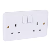 Picture of Schneider Lisse 2 Gang Switched Socket w/o Instructions, GGBL3020NIS, 13A, 230V, White - Box of 5