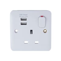Picture of Schneider Electric Lisse White Moulded Single Socket Combined 2 x USB SP, 2.1 A