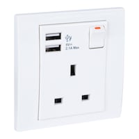 Picture of Schneider Vivace 1 Gang Switched Socket with 2.1A USB, KB15USB, 13A, White