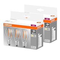 Picture of Osram LED Light Bulb, E27, 7W, White Glass - Pack of 6