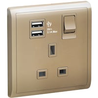 Picture of Schneider Electric Switched Socket with 2.1A USB, Wine Gold, E8215USB_WG