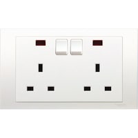 Schneider Electric Twin Gang Switched Socket with Neon, 13A, 250V, KB25N