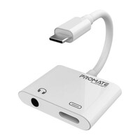 Promate USB-C Adapter with 3.5 mm Audio Jack, White