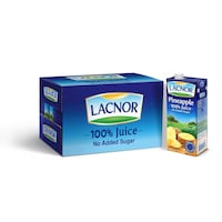Lacnor 100% Long Life Pineapple Juice, 1L - Carton of 12