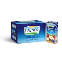 Lacnor 100% Long Life Apple Juice, 1L - Carton of 12