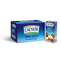 Lacnor 100% Long Life Apple Juice, 1L - Carton of 12