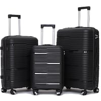 High Quality PP Luggage Trolley Set, Black - Set of 3
