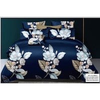 Turkey Fashion 100% Cotton Printed Bed Sheet Set, King Size, Blue - Set of 6