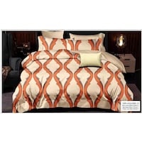 Turkey Fashion 100% Cotton Printed Bed Sheet Set, King Size, Brown - Set of 6