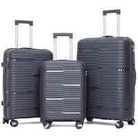 High Quality PP Luggage Trolley Set, Grey - Set of 3