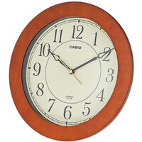 Casio Wood Frame and Beige Dial Wall Clock, IQ-126-5, Brown