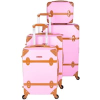 Concept Bags ABS Vintage Design Luggage Case, Pink - Set of 4