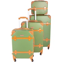 Picture of Concept Bags ABS Vintage Design Luggage Case, Khaki & Green - Set of 4
