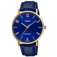 Picture of Casio Men's Minimalistic Gold Tone Blue Leather Band Analog Watch, MTP-VT01GL-2B2