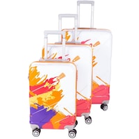 Picture of Echolite Luggage Trolley with Spinner Wheels, Orange & White - Set of 3