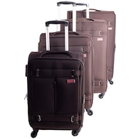 Picture of Saw & See Lightweight Durable Travel Luggage Trolley, Dark Brown - Set of 4