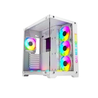 Gamer House Computer Case with 7 RGB Fan, White