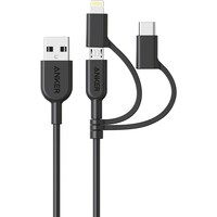 Picture of Anker 3 In 1 Sync Powerline Charging Cable, 3ft Black