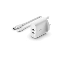 Picture of Belkin Boost Charge Dual USB-A Wall Charger & USB-A to Lightning Cable, 24W