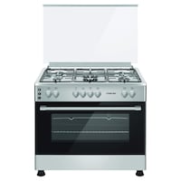 Nikai 5 Burner Freestanding Gas Cooker with Oven, Silver & Black